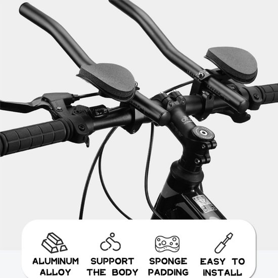 Kangmeile Triatlon Fietsstuur, Fiets TT Stuur Racefiets Mountainbike Triathlon Aero Rest Handvat Bar Clip op Tri Bars, Aluminiumlegering Fietsstuur, Aerobar Fiets Armsteun