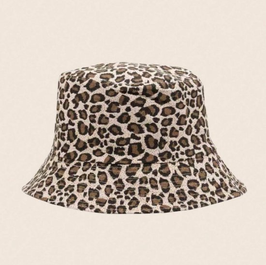 Bucket Hat - Vissershoedje - Buckethat - Panterprint - Luipaardprint - Panter - Luipaard - Vlekken - Feest - Festival - Carnaval - Outfit - Donker en Licht Bruin - One Size Fits All