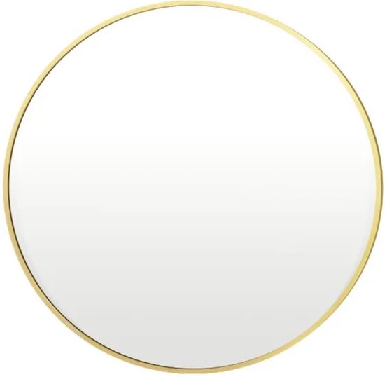 Miroir rond Luxaliving - Goud - Métal - Verre de sécurité - Miroir mural moderne - Miroir d'entrée - Miroir de salle de bain - 80 cm