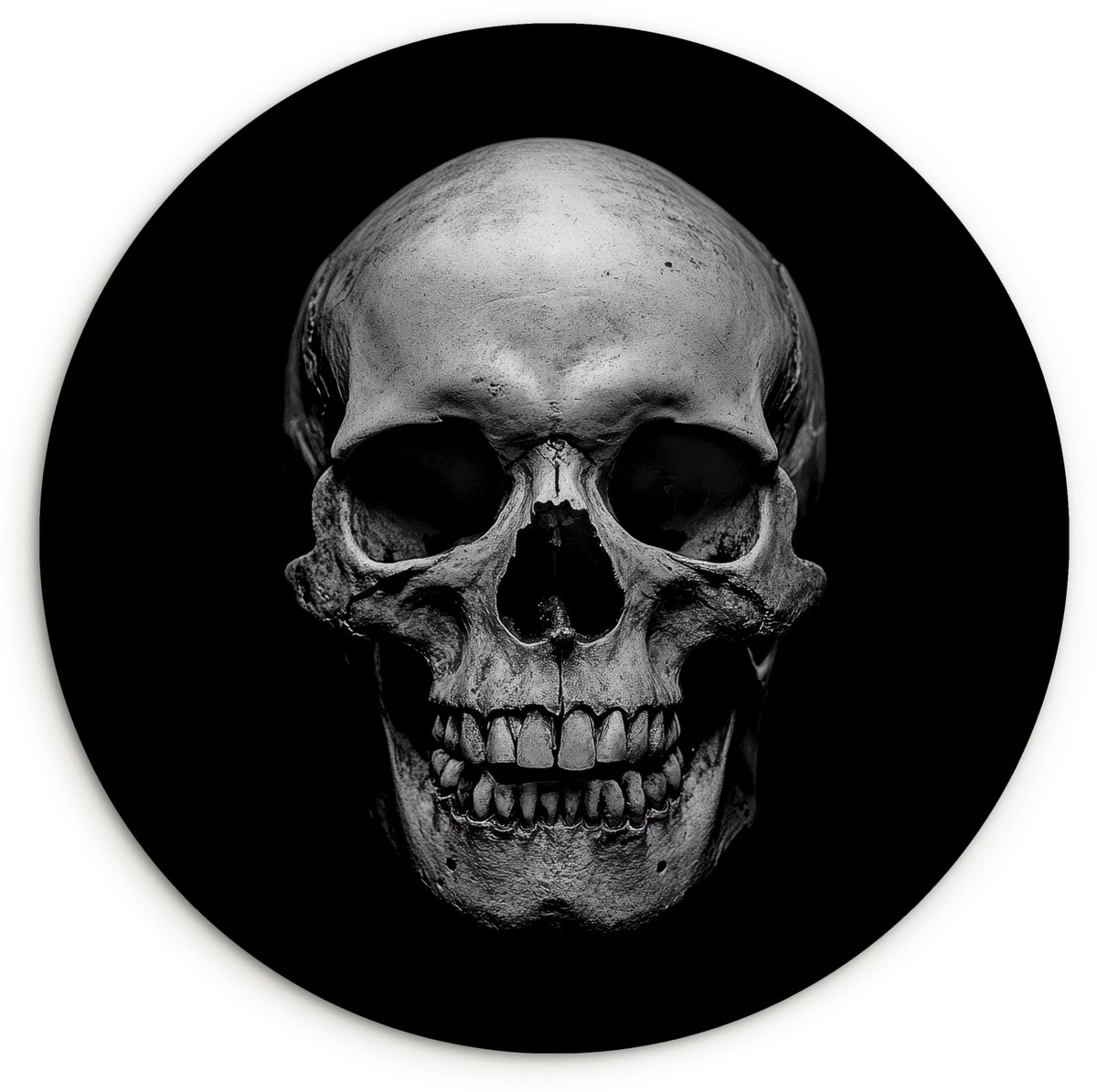 WallCircle Wandcirkel 30x30 cm - Muurcirkel Schedel - Zwart - Doodshoofd - Wit - Muurdecoratie woonkamer - Wanddecoratie slaapkamer - Kamer decoratie accessoires - Ronde schilderijen Schedel 2