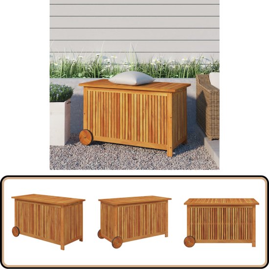 Casaria Opbergbox Acacia Wielen Handgreep 120x55x60cm 350l Bruin