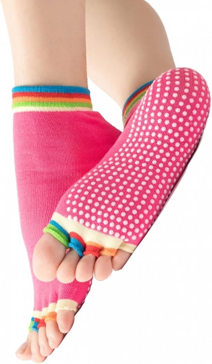 Teen sokken - Yoga sokken - sokken met antislip - Huissokken Dames en anti slip - damesyogasokken met tenen - Antislip Yoga sokken - Dans Sokken - dames teen sokken - Vrouwen Vijf Tenen - Comfortabele Sokken van Merkloos — afbeelding 2