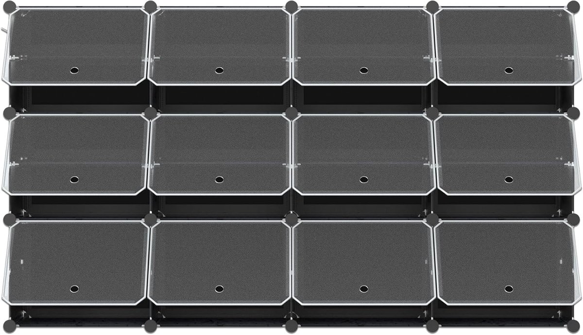 DIY vloer staande schoenenrek organisator, plastic multifunctionele opslag (4 kolommen x 6 lagen, wit)