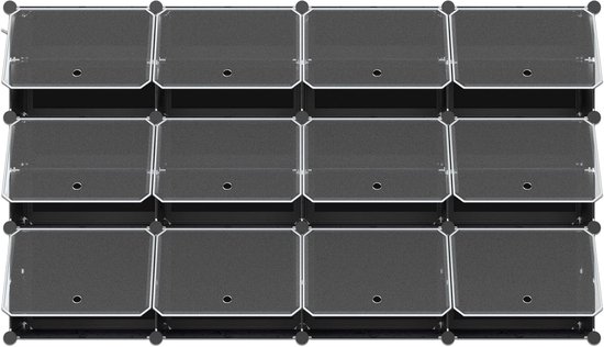 DIY vloer staande schoenenrek organisator, plastic multifunctionele opslag (4 kolommen x 6 lagen, wit)