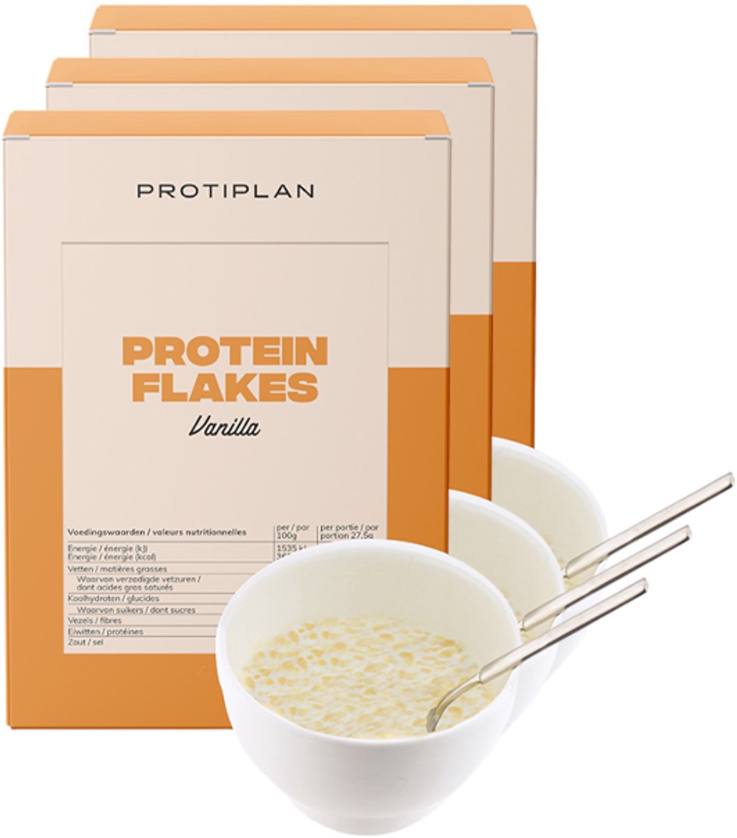 Protiplan - Vanille Flakes Cornflakes Crunch - 3 stuks - 3 x 7 x 27,5 g - Eiwitrijk ontbijt