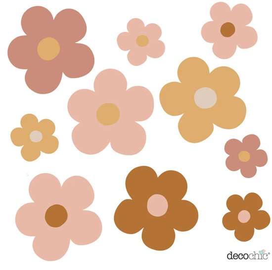 Decochic® - Muurstickers bloemetjes - retro - babykamer - madeliefjes - kinderkamer - muurdecoratie