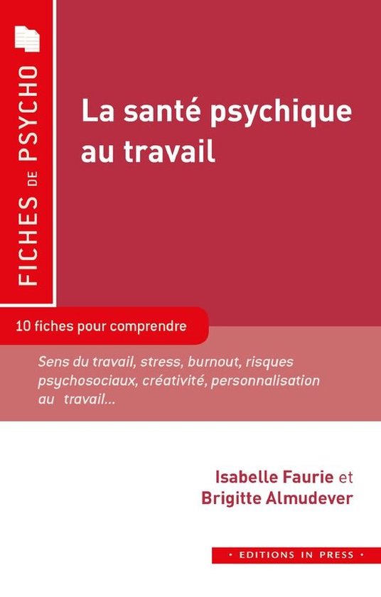 Fiches de Psycho - La santé psychique au travail - cover