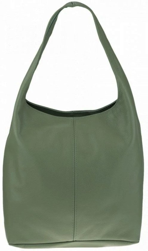 Sac à bandoulière spacieux en cuir vert armée - Tassen Hobo en cuir - Cuir italien doux - Tassen pour femmes Trendy - Vert armée