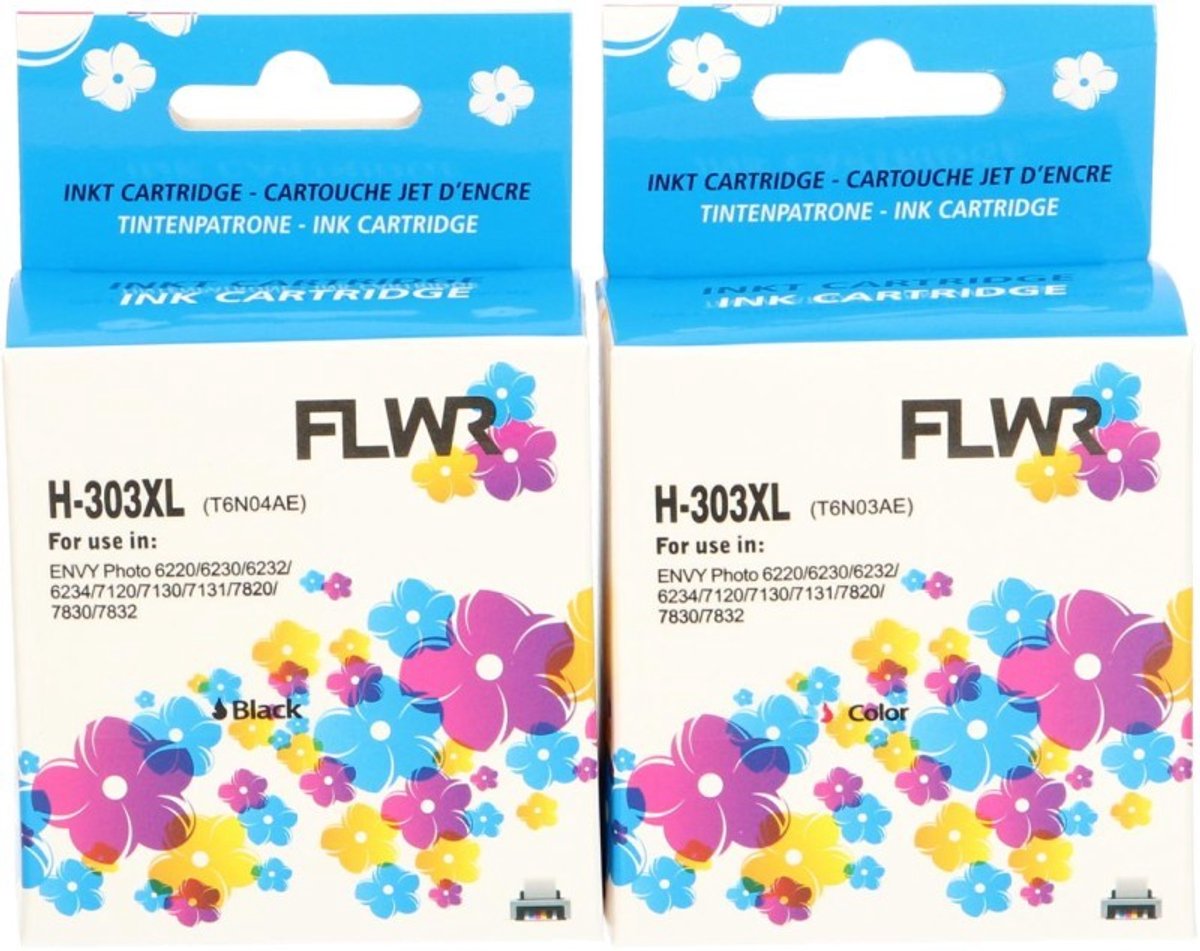 FLWR - Inktcartridges / 303XL / 2-pack Zwart & Kleur - Geschikt voor HP
