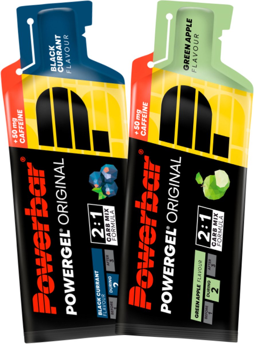 Goedkoopste Powerbar Energiegels | Powergel Original | mix van verschillende smaken (met cafeïne) 24x41g