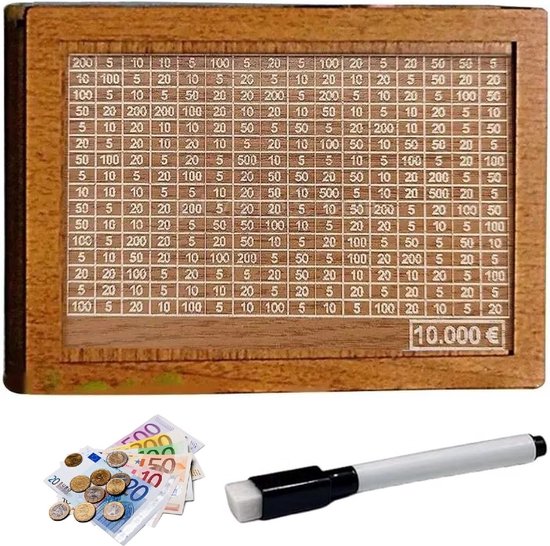 Spaarpot volwassenen - Spaarpot - Sparen met een doel - Van hout - Tot €10000 - Jongen & Meisje - Must have voor grote spaarders!