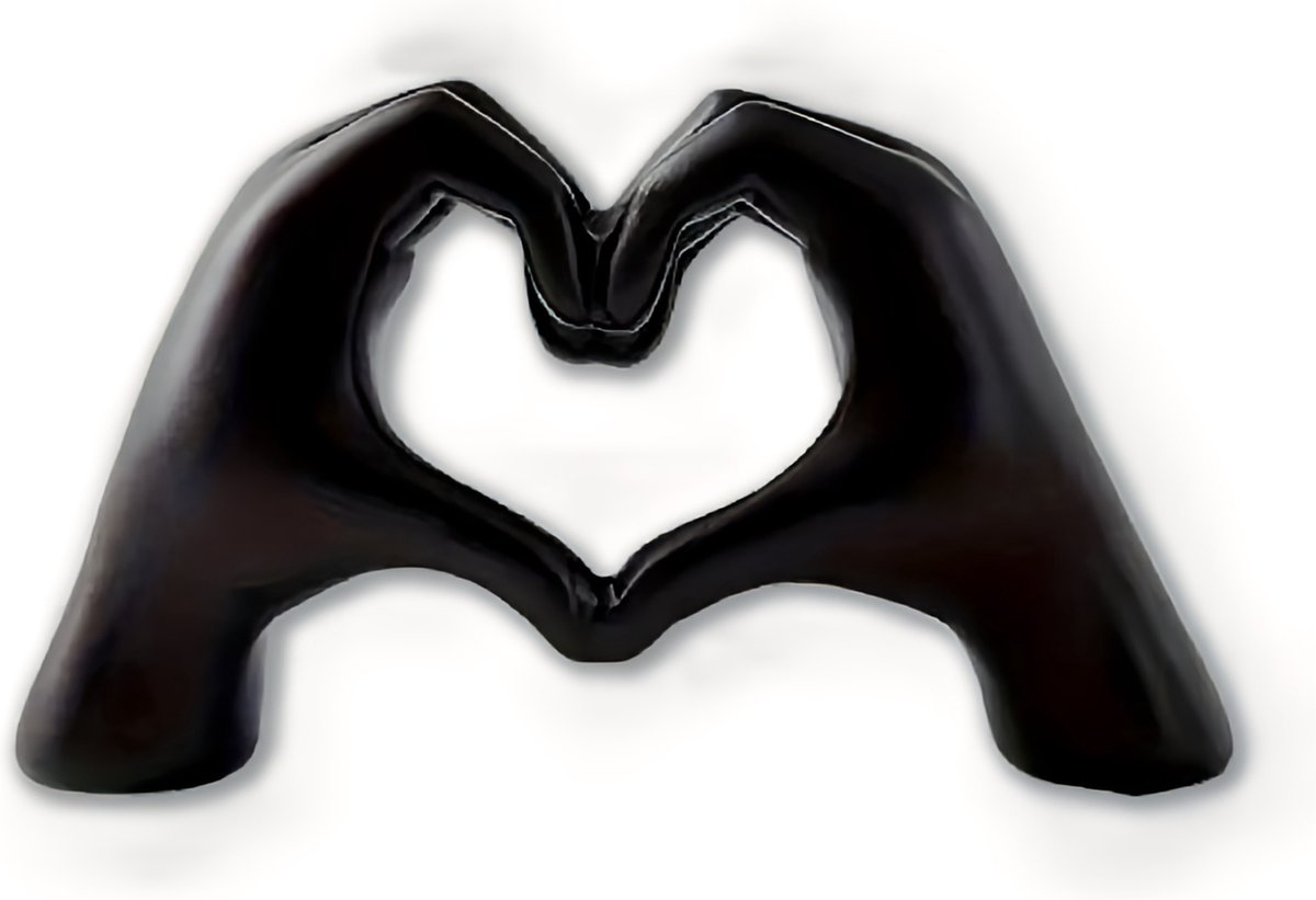 Mauropet® - Love Sign Hands – Sculptuur Liefde – Decoratie Beeldje – Beeldje Liefde – Cadeau Geschenk – Polyresin Beeld – Handgemaakt – Zwart