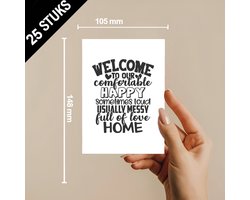 25 stuks wenskaarten welcome to our happy home A6 (10.5x14.8cm) enkele quote kaarten woonkaarten verhuiskaarten | woondecoratie | nieuwe woning