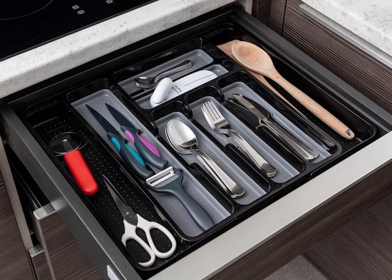 elthmpr Bestek keukenlade organizer - Mesh opbergmanden 4 compartimenten gebruiksvoorwerp lade organizer uitbreidbaar bestek lade lade met in elkaar grijpende zijden, antislip voeten voor mes elthmpr Bestek keukenlade organizer - Mesh opbergmanden 4 compartimenten gebruiksvoorwerp lade organizer uitbreidbaar bestek lade lade met in elkaar grijpende zijden, antislip voeten voor mes