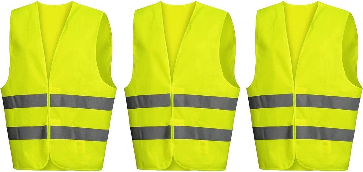 Doodadeals® - 3x Veiligheidshesje XXL voor Volwassenen – Veiligheidsvest – Auto – Gele Hesjes – Extra groot