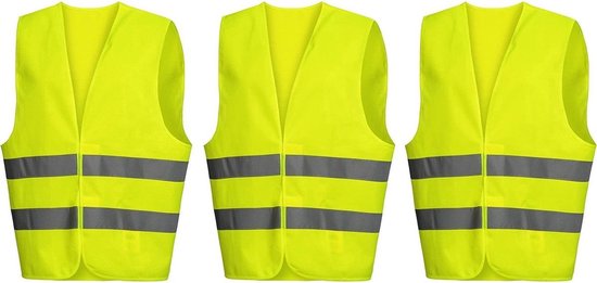 Doodadeals® - Lot de 3 gilets de sécurité XXL pour Adultes - Gilets de sécurité - Voiture - Gilets jaunes - Extra Large