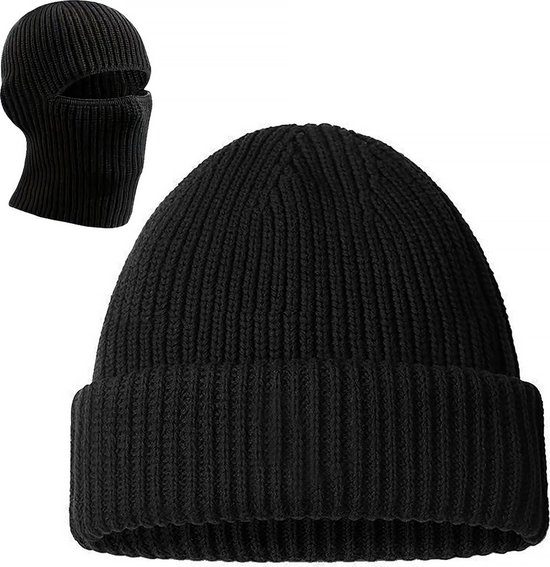 YONO Muts en Balaclava - Beanie en Bivakmuts in 1 - Heren - Dames - Ski Mask Winter - Zwart