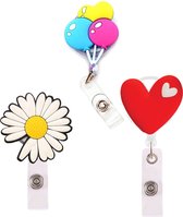 Lot de 3 porte-badges avec cordon de serrage et clip – Badge avec mécanisme d'enroulement – ​​Badge/ID Yo-Yo – Porte-badge avec clip – Cordon – Mécanisme d'enroulement – ​​Porte-badge Infirmière