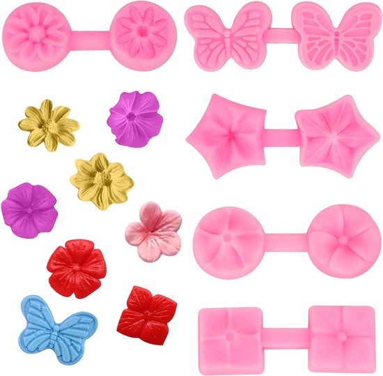 Kant Siliconen Mal 4 Holte Blad Vorm Tuille Mallen DIY Non-Stick Lace Mold Flexibele Food Grade Herbruikbare Hittebestendige Siliconen Mallen voor Fondant Chocolade Chocolade Mallen Siliconen