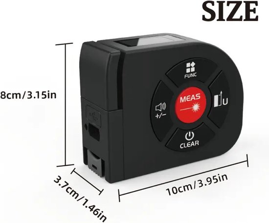 3-in-1 digitale meetlint, laser afstandsmeter meetlint, 40 meter