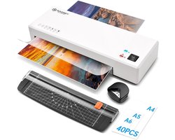 Gadgetplace Lamineerapparaat A4 met 40 Lamineerhoezen - Warm & Koud - Hoeksnijder - Lamineermachines - Plastificeerapparaat - Lamineer - Laminator
