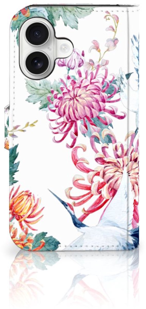 iPhone 16 Telefoonhoesje met Pasjes Bird Flowers