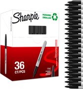 Sharpie permanentmarkers - Fijne punt - Zwarte inkt - 36 stuks