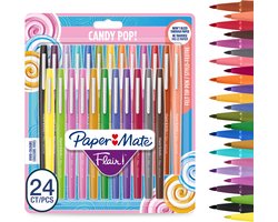 Paper Mate Flair-viltstiften | Medium punt (0,7 mm) | Diverse Candy POP-kleuren | 24 stuks