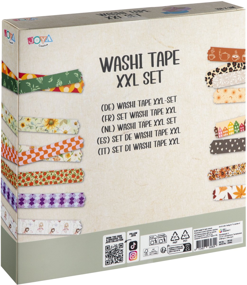 Washi Tape 108pcs - bullet journal accesoires - 3 meter per rol - Verschillende Designs - Stickers & Tapes - Journaling - Stickers Bullet Journal - Joya Creative — afbeelding 9