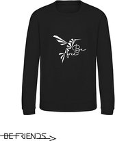 Be Friends Sweater - Be free Vogel - Heren - Zwart - Maat XL