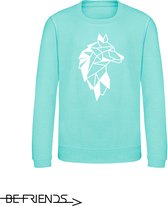 Be Friends Sweater - Wolf - Vrouwen - Mint groen - Maat XL