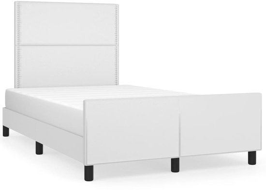 vidaXL Cadre de lit avec tête de lit Simili cuir Blanc 120x200 cm - Cadre de lit avec tête de lit - Encadrements de lit avec têtes de lit - Cadre de lit - Lit