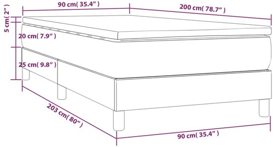 vidaXL Boxspring met matras stof zwart 90x200 cm - Boxspring - Boxsprings - Bed - Slaapmeubel