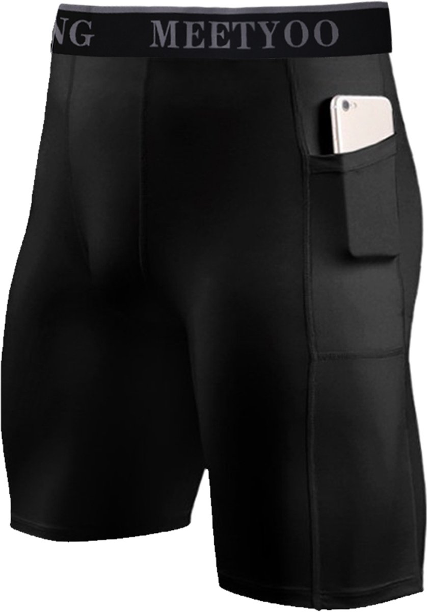 MEETYOO Comfort Ademend Heren shorts - Zwart -- sportieve korte broek - Gym - Sport - hardloop Shorts - Comfort fit- Universeel - sport - yoga - fitness - outdoor sport - jogging -Slidingshort - Tight-Zwart-XL