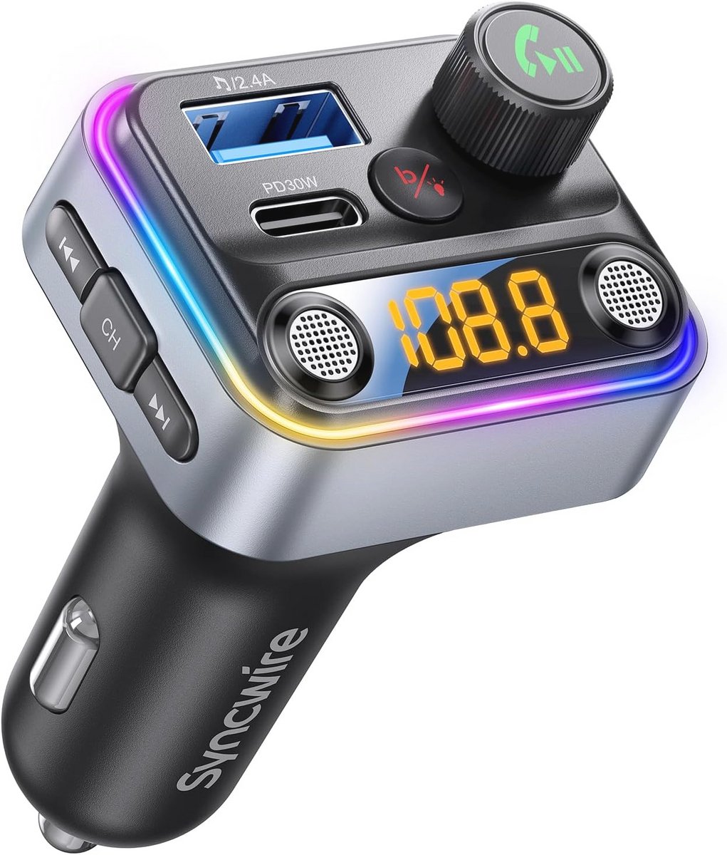 Bluetooth 5.4 FM-zender auto-adapter 42W met snel opladen en handsfree functie