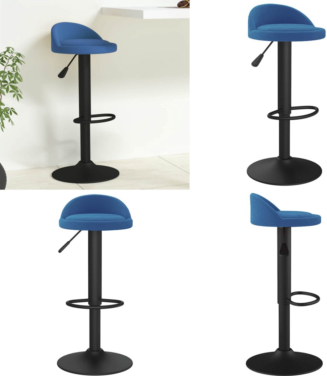 VidaXL Barkruk fluweel blauw Barkruk Barkrukken Barkrukje Barkrukjes