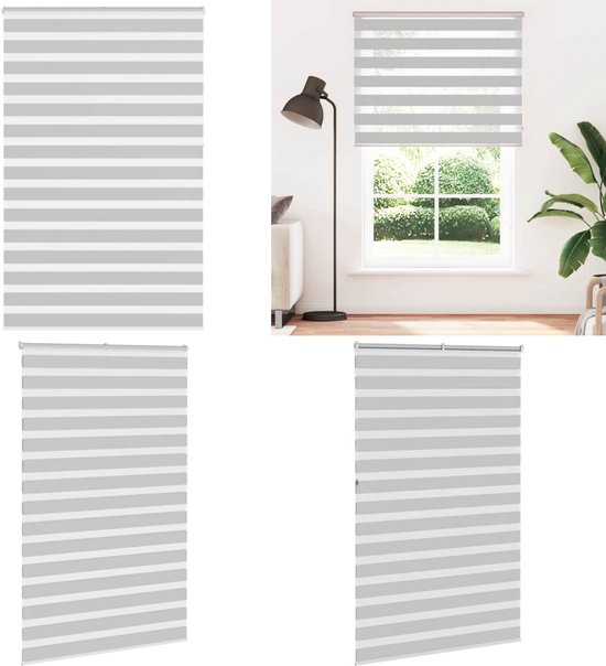 vidaXL - Store enrouleur Zebra - 150x230 - cm - largeur du tissu - 145,9 - cm - gris clair