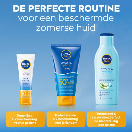 NIVEA SUN Protect & Hydrate Ultra Zonnebrand Crème - SPF 50+ - Zeer waterproof - Zonnecrème - Met Vitamine E - 150 ml