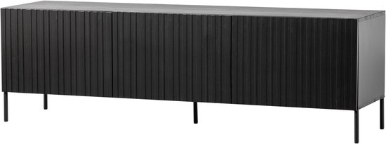 Foto: Woood grand gravure tv meubel grenen zwart 56x180x46
