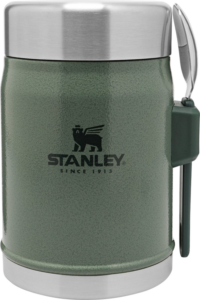 Stanley Classic Legendary Food Jar 0.4L Met Spork - Thermos Lunchbox Houdt 7 Uur Warm, Of Koud - Dubbelwandige Isolatie - Lekvrije Voedselcontainer - BPA-Vrij - Hammertone Green