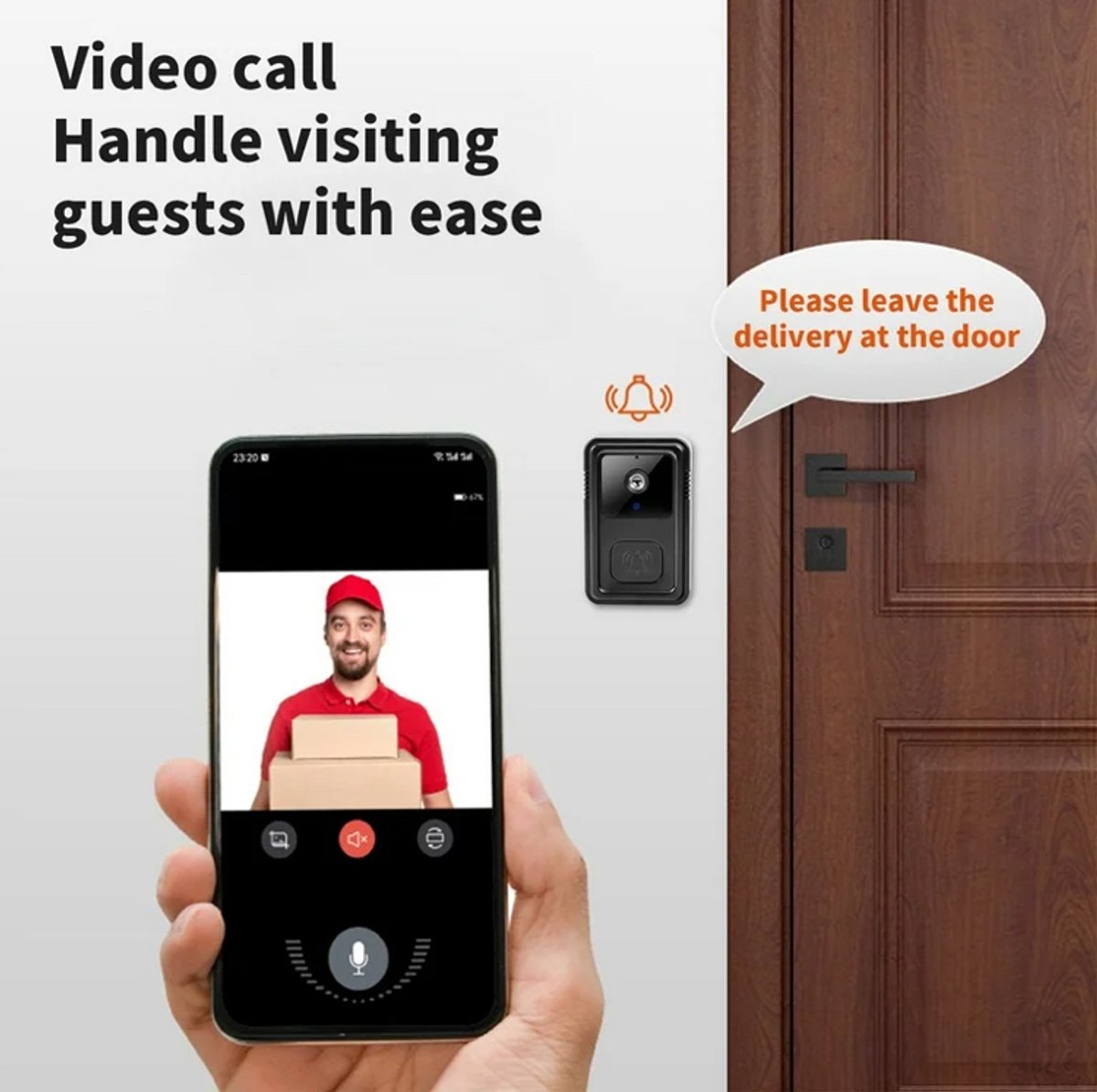Afbeelding 2 van Smart Deurbel met Camera - Slimme Video Deurbel met 2.4Ghz WiFi, incl tweerichtingscommunicatie