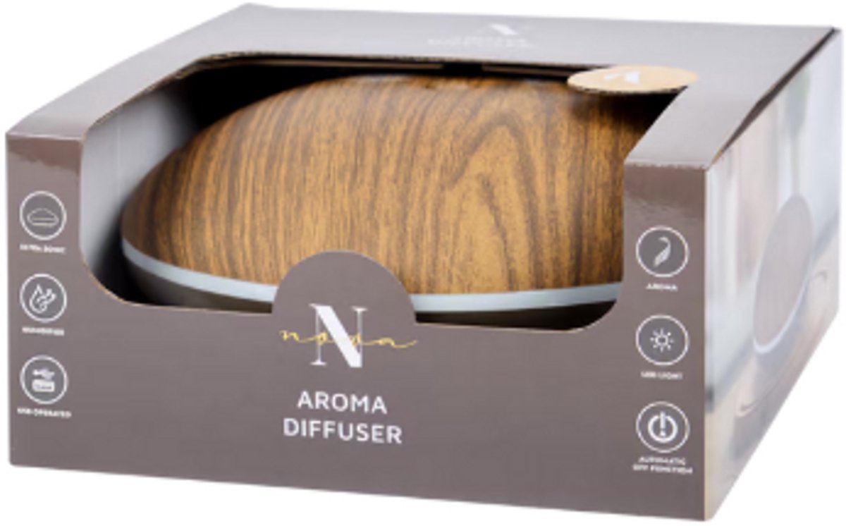 Aroma Diffuser - Houtlook - Bruin - Led Light - Ultra Sonic - Auto Off - Humidifier - USB operated
