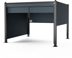 Blumfeldt Pantheon Cortina tuinhuis 3x3 m - Aluminium frame, Verstelbaar dak & zijluifels, Weerbestendig & stabiel, Donkergrijs/zwart