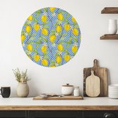 Papier peint cercle - Décoration murale cuisine - décor citron - 90 cm - Méditerranée - Été - Décoration murale autocollante