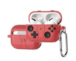 Game Controller Siliconen Case Hoesje voor Apple AirPods Pro en Pro 2 – Schokabsorberende Beschermhoes met Clip – Val- en Krasbestendig – Draadloos Opladen – Perfecte Silicone Pasvorm – XBOX Gaming Design – Rood