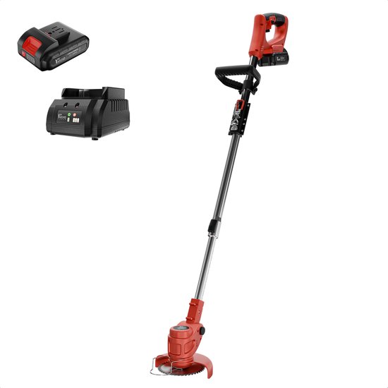 Foto: Yardio tools tgt500w budget grastrimmer bosmaaier kantenmaaier grasmaaier elektrische grastrimmer bosmaaier 150mm maaibreedte 21v incl 2 0ah accu en snellader
