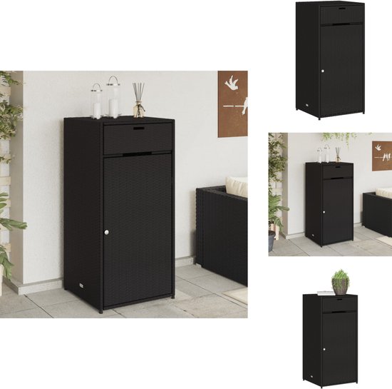vidaXL Tuin Opbergkast 83x76 cm Poly Rattan Zwart