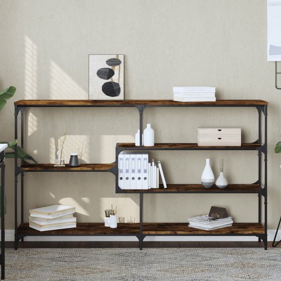 vidaXL Wandtafel 90x22,5x75 cm bewerkt hout bruin eikenkleur, bijzettafel, woonkamertafel, halkastje, console tafel, gangkastje, haltafeltje