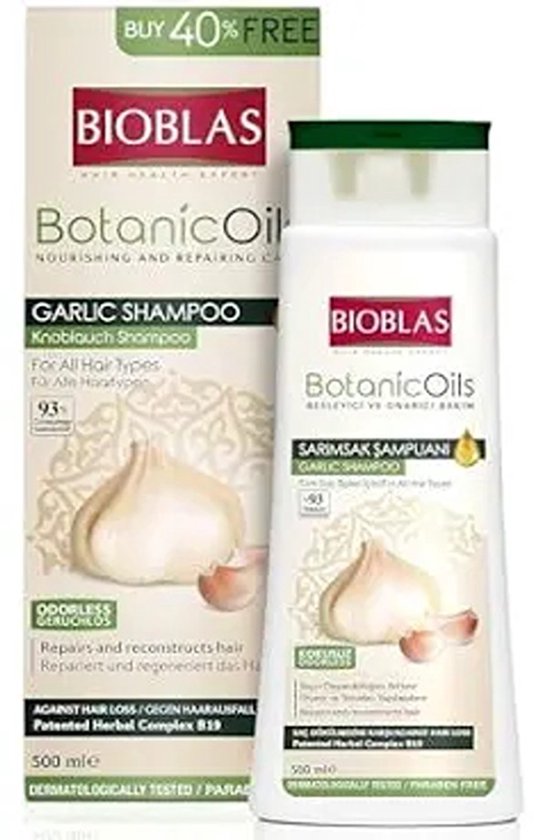 Bioblas Anti-Haaruitval Shampoo met Knoflook & Botanische Oliën – 500ml – Natuurlijke Bio Shampoo tegen Haaruitval – Kruiden Haarverzorging
