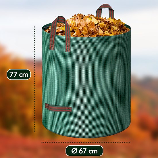 Sac à déchets de jardin Brixy - Pliable - Sac de jardin robuste - Déchets de jardin - Set de 2 x 280 L - Étanche - Sac à feuilles - Vert